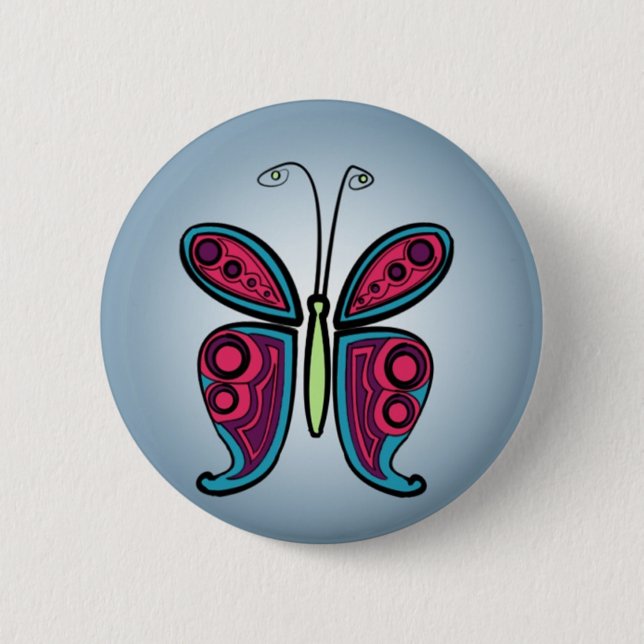 Badge Rond 5 Cm Illustration de papillon bleu (Devant)