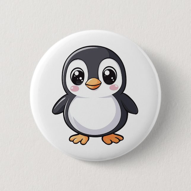 Badge Rond 5 Cm Illustration de pingouin de dessin (Devant)