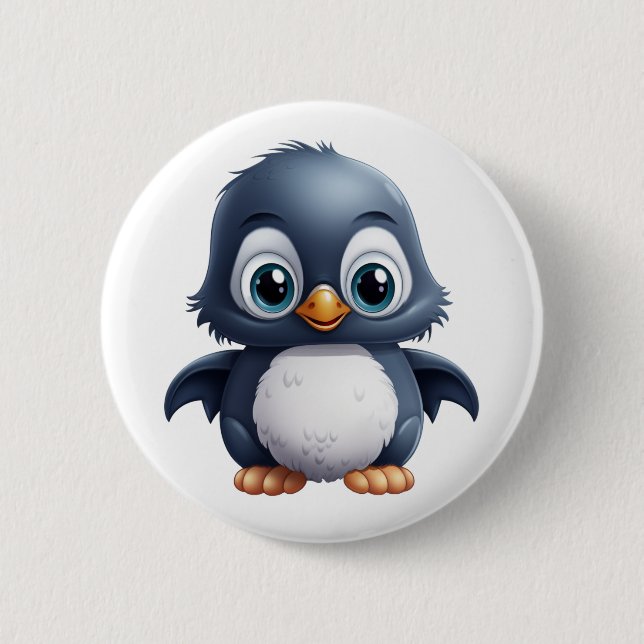 Badge Rond 5 Cm Illustration de pingouin de dessin (Devant)