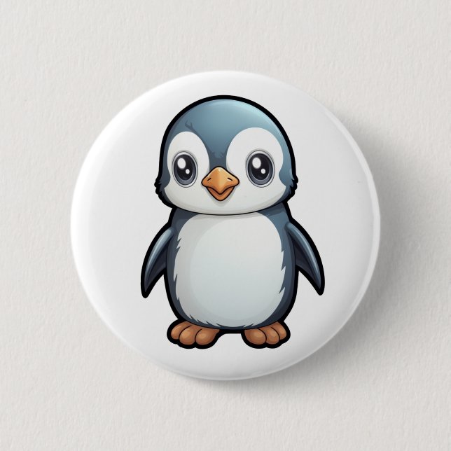 Badge Rond 5 Cm Illustration de pingouin de dessin (Devant)