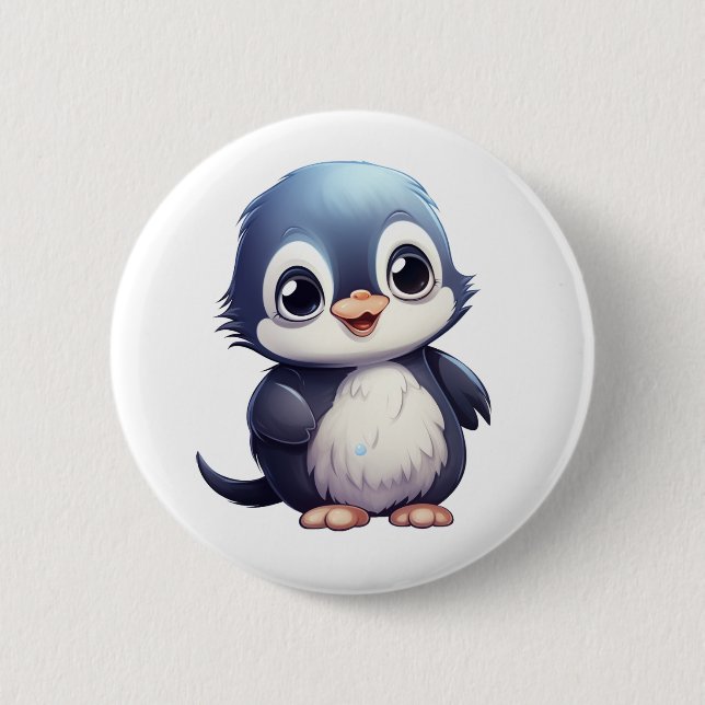 Badge Rond 5 Cm Illustration de pingouin de dessin (Devant)