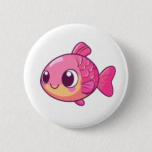 Badge Rond 5 Cm Illustration de poisson caricaturé