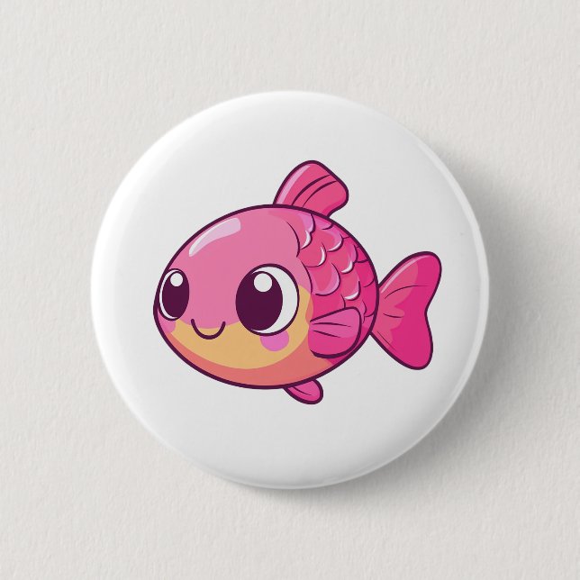 Badge Rond 5 Cm Illustration de poisson caricaturé (Devant)