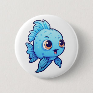 Badge Rond 5 Cm Illustration de poisson caricaturé