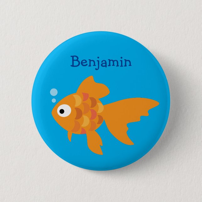 Badge Rond 5 Cm Illustration de poisson d'or convivial (Devant)