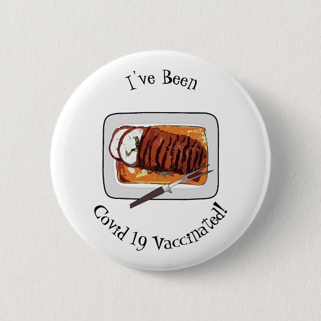 Badge Rond 5 Cm Illustration de poitrine de dinde rôtie (Devant)
