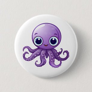 Badge Rond 5 Cm Illustration de poulpe de dessin