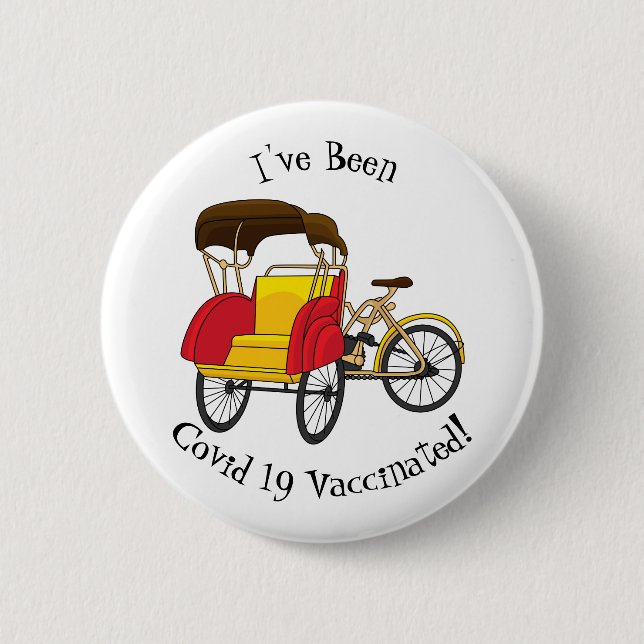 Badge Rond 5 Cm Illustration de pousse-pousse pédicab (Devant)