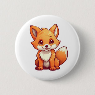 Badge Rond 5 Cm Illustration de renard de dessin animé