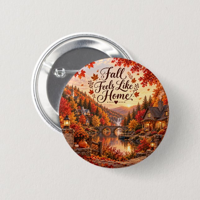 Badge Rond 5 Cm Illustration de sentiments rustiques d'automne com (Devant & derrière)
