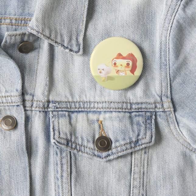 Badge Rond 5 Cm Illustration de soda pour filles et chiens (En situation)