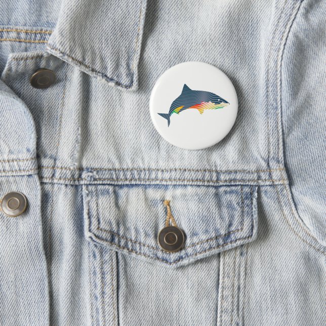 Badge Rond 5 Cm Illustration de Swoosh Shark (En situation)