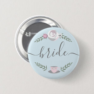 Badge Rond 5 Cm Illustration de tasse à thé fleur Mariée