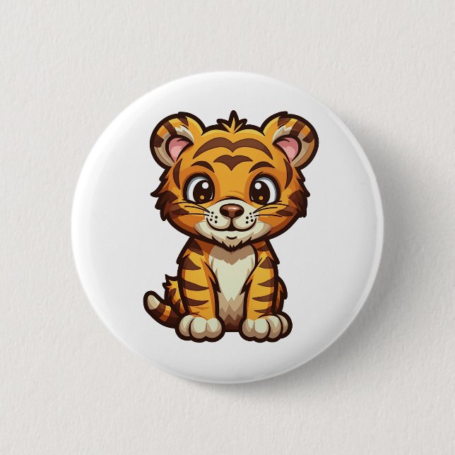 Badge Rond 5 Cm Illustration de tigre de dessin (Devant)