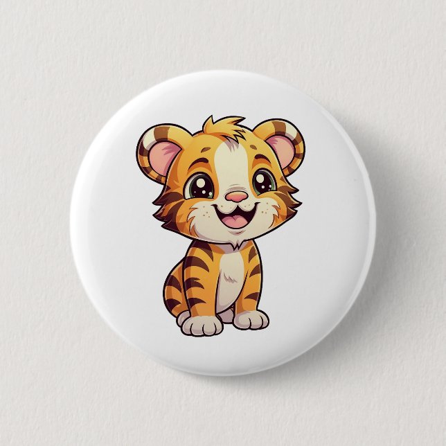 Badge Rond 5 Cm Illustration de tigre de dessin (Devant)