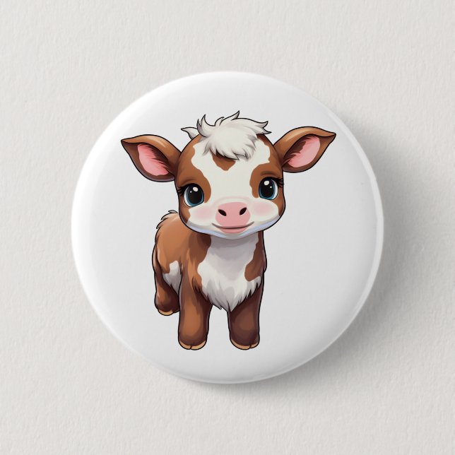 Badge Rond 5 Cm Illustration de vache caricaturale (Devant)