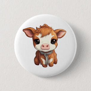 Badge Rond 5 Cm Illustration de vache caricaturale