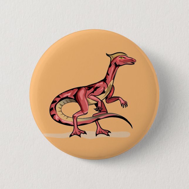 Badge Rond 5 Cm Illustration De Velociraptor. (Devant)