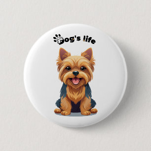 Badge Rond 5 Cm Illustration de Yorkshire Terrier amusant dans la