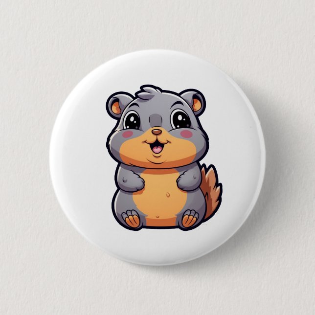 Badge Rond 5 Cm Illustration d'écureuil de dessin (Devant)