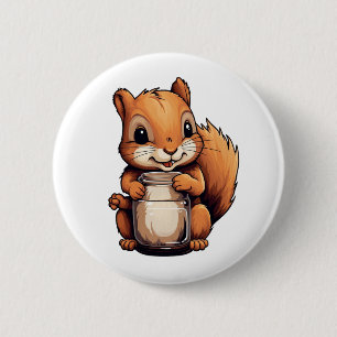 Badge Rond 5 Cm Illustration d'écureuil de dessin