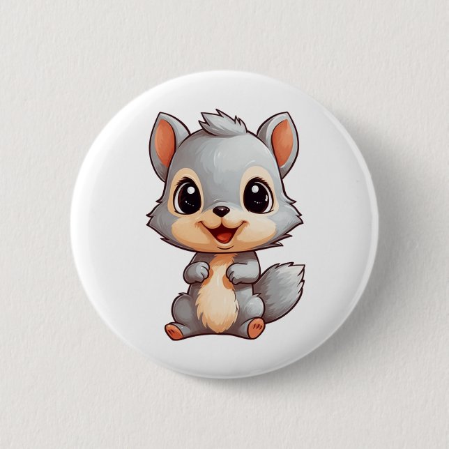 Badge Rond 5 Cm Illustration d'écureuil de dessin (Devant)