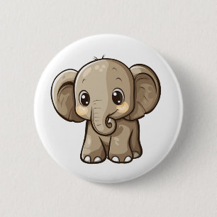 Badge Rond 5 Cm Illustration d'éléphant de dessin animé