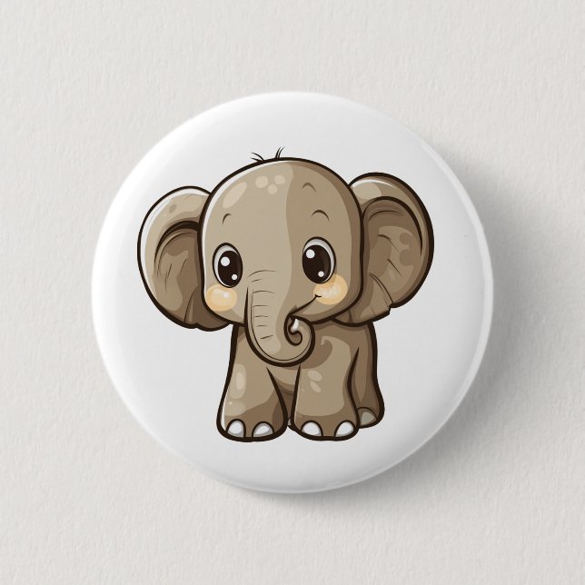 Badge Rond 5 Cm Illustration d'éléphant de dessin animé (Devant)