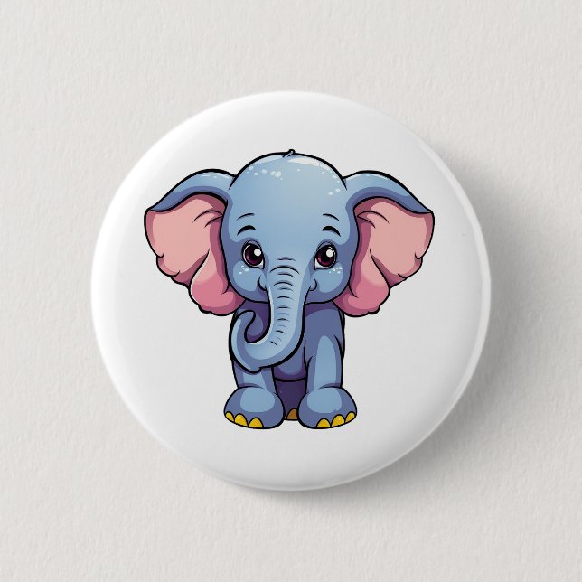 Badge Rond 5 Cm Illustration d'éléphant de dessin animé (Devant)