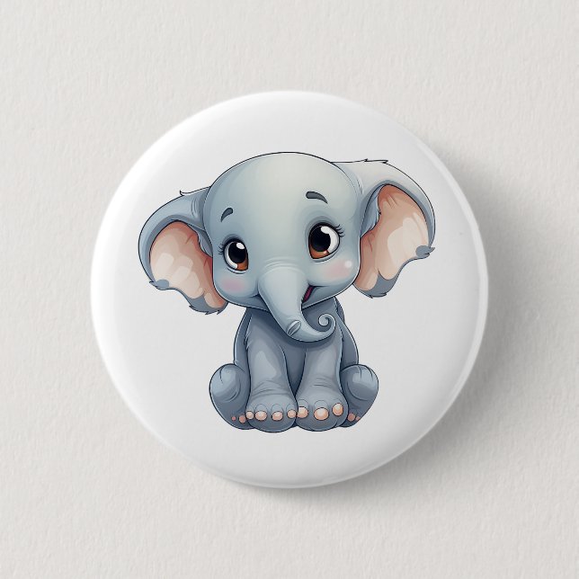 Badge Rond 5 Cm Illustration d'éléphant de dessin animé (Devant)