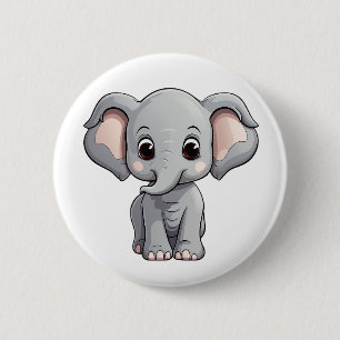 Badge Rond 5 Cm Illustration d'éléphant de dessin animé