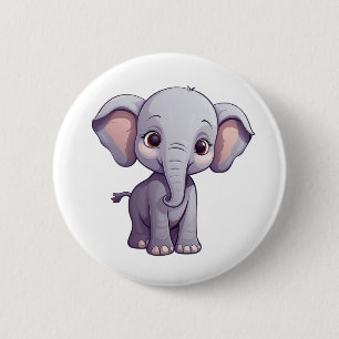 Badge Rond 5 Cm Illustration d'éléphant de dessin animé