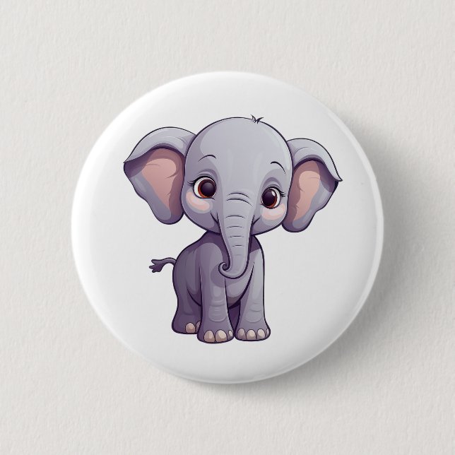 Badge Rond 5 Cm Illustration d'éléphant de dessin animé (Devant)