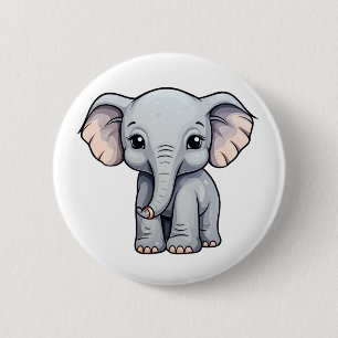 Badge Rond 5 Cm Illustration d'éléphant de dessin animé