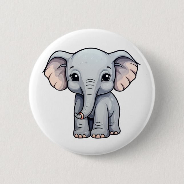 Badge Rond 5 Cm Illustration d'éléphant de dessin animé (Devant)