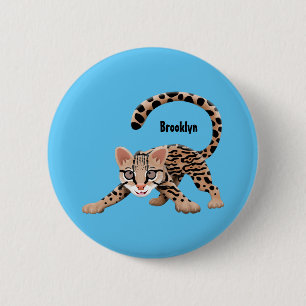 Badge Rond 5 Cm Illustration d'ocelot mignon