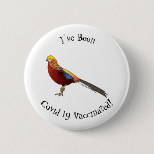 Badge Rond 5 Cm Illustration d'oiseau de faisan doré