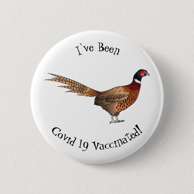 Badge Rond 5 Cm Illustration d'oiseau faisan à cou circulaire (Devant)