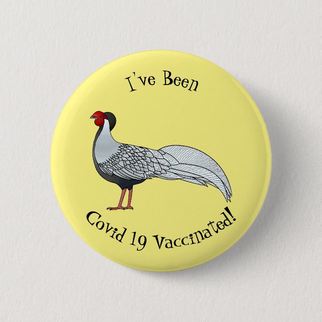 Badge Rond 5 Cm Illustration d'oiseau faisan d'argent (Devant)