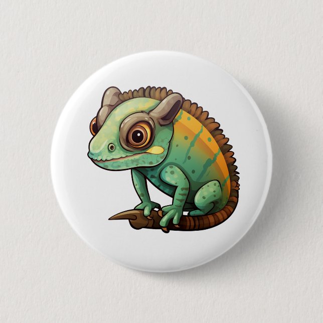 Badge Rond 5 Cm Illustration du caméléon de dessin (Devant)