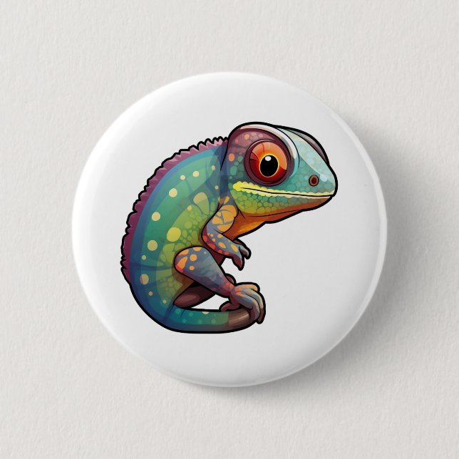 Badge Rond 5 Cm Illustration du caméléon de dessin (Devant)