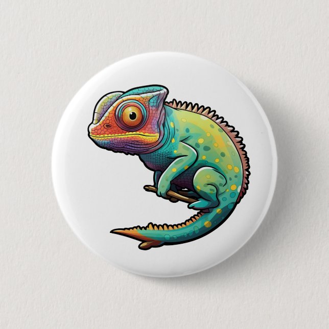 Badge Rond 5 Cm Illustration du caméléon de dessin (Devant)