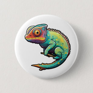 Badge Rond 5 Cm Illustration du caméléon de dessin