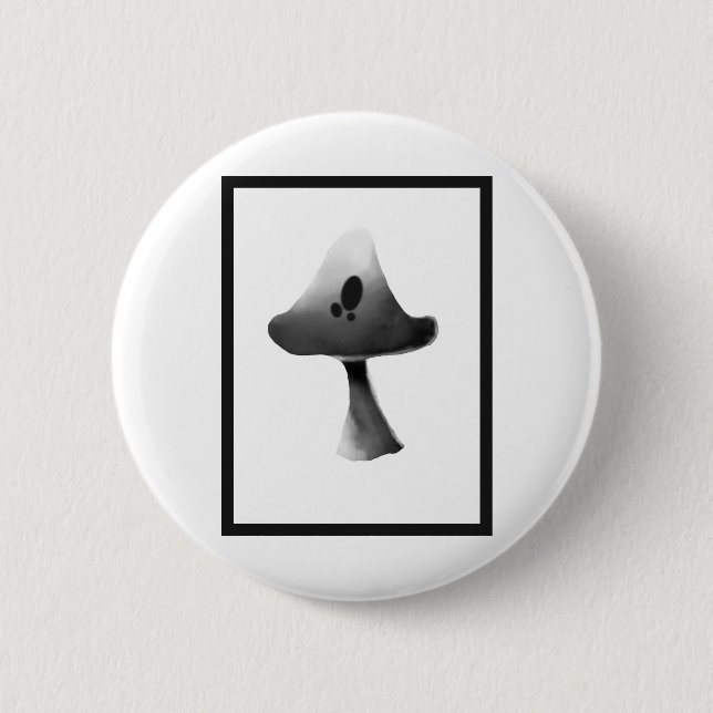 Badge Rond 5 Cm Illustration du champignon noir et blanc (Devant)