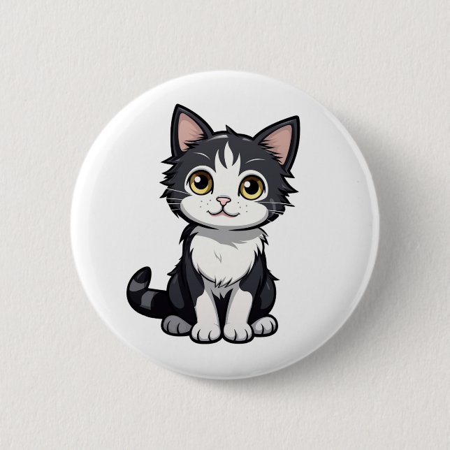 Badge Rond 5 Cm Illustration du chat de dessin (Devant)