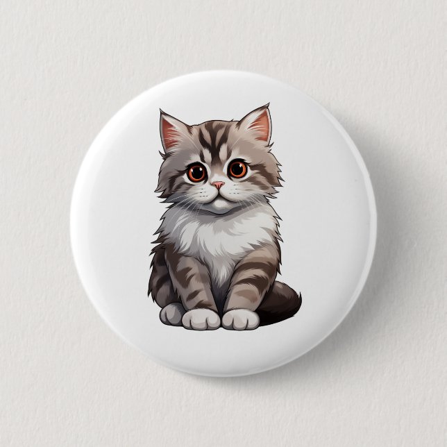 Badge Rond 5 Cm Illustration du chat de dessin (Devant)