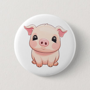 Badge Rond 5 Cm Illustration du cochon de dessin