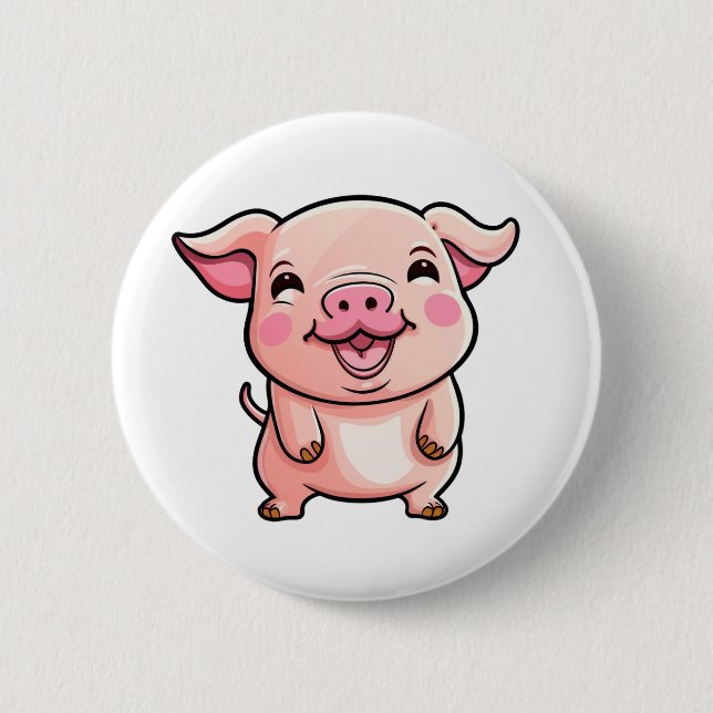 Badge Rond 5 Cm Illustration du cochon de dessin (Devant)