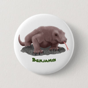 Badge Rond 5 Cm Illustration du dragon de Komodo