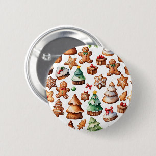 Badge Rond 5 Cm Illustration du pain d'épice d'hiver de Noël